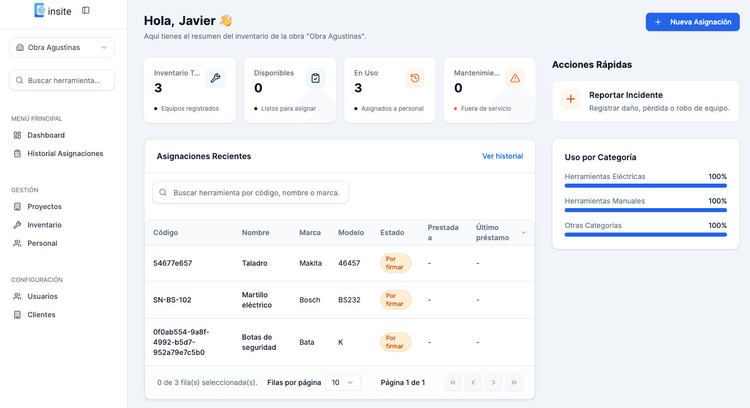 InSite Manager Dashboard